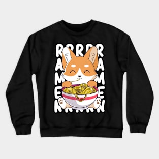 Cute Corgi Dog Eating Ramen Noodles Kawaii Puppy Crewneck Sweatshirt